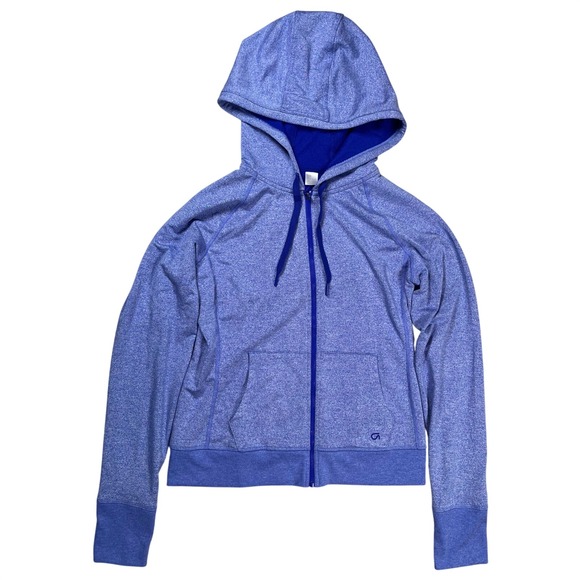 GapFit Tops - GapFit Breathe Hoodie Women's Sz M Blue Full Zip Blue Terry Thumbholes Active